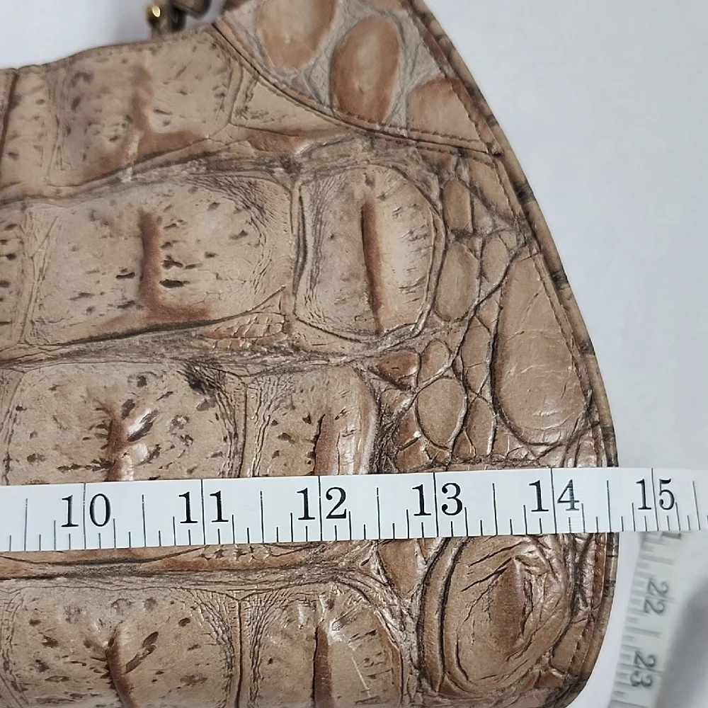 Brahmin Tan Croc-Embossed Leather Shoulder Bag with Goldtone Hardware Medium